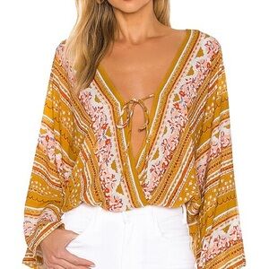 Free People For You Bodysuit in Gold
